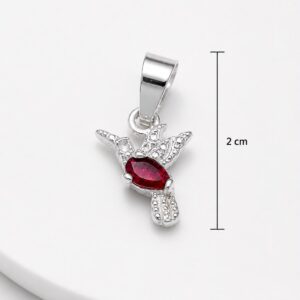 DIJE DE PLATA MODELO COLIBRI CON PIEDRA ROJO TAMAÑO CHICO