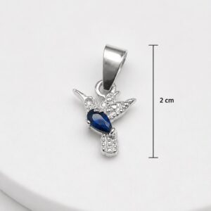 DIJE DE PLATA MODELO COLIBRI CON PIEDRA AZUL TAMAÑO CHICO