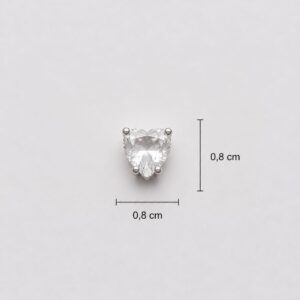 DIJE DE PLATA MODELO CORAZON 8MM PASANTE CON PIEDRA BLANCA
