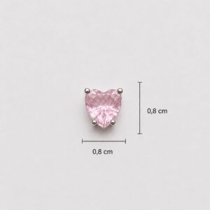 DIJE DE PLATA MODELO CORAZON 8MM PASANTE CON PIEDRA ROSA