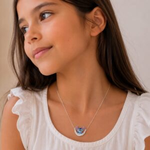CONJUNTO DE PLATA MODELOO LUNA CON STITCH