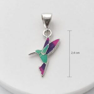 DIJE DE PLATA MODELO COLIBRI ESMALTADO MULTICOLOR TAMAÑO CHICO