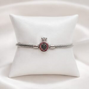 PULSERA DE ACERO MODELO "CIRLULO CON CORONA Y PIEDRAS"/ 18,5CM