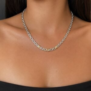 GARGANTILLA DE PLATA CON ORO MODELO CHATO LIVIANO