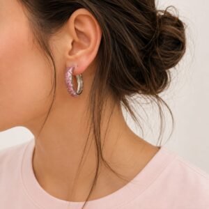 AROS DE PLATA MODELO HUGGIES ESMALTADOS TIPO HINDU
