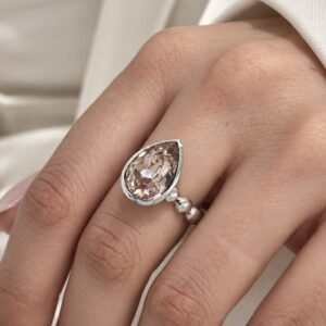 ANILLO CON PIEDRA ROSADA DE CRISTAL EUROPEO N18