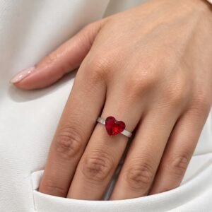 ANILLO de plata con cristal europeo diseño Corazón ,regulable