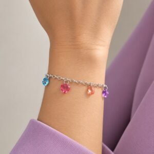 PULSERA DE PLATA Y CRISTALES AUROPEOS DISEÑO MULTICOLOR