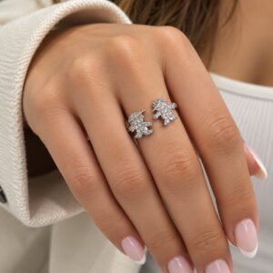ANILLO DE PLATA RODINADA MODELO NENE Y NENA