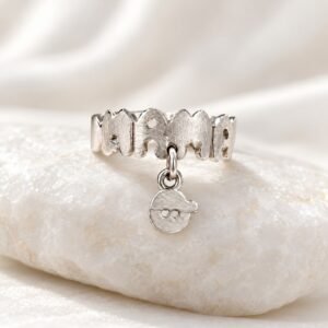 ANILLO DE PLATA RODINADA MODELO MAMÁ CON NENE N15