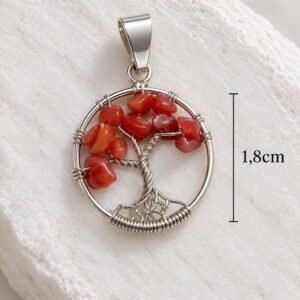 DIJE DE PLATA CON PIEDRA NATUALES MODELO ARBOL DE LA VIDA TAMAÑO CHICO
