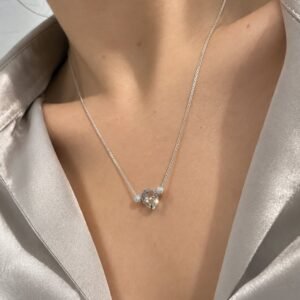 CONJUNTO de plata con dona facetada de cristal europeo color VERDE 40CM