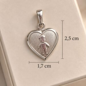DIJE DE PLATA LINEA ELECTROFORMATURA MODELO CORAZON CON NENE