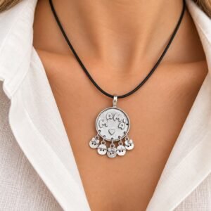 DIJE DE PLATA RODINADA MODELO MAMÁ CON HIJOS
