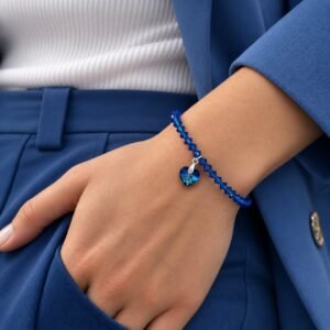 PULSERA de cristal europeo modelo con corazon azul
