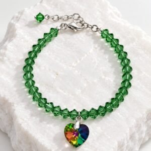 PULSERA de cristal europeo modelo con corazon verde