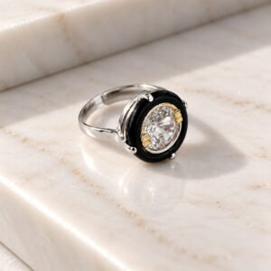 ANILLO DE PLATA CON ORO Y PIEDRAS MODELO BUKI