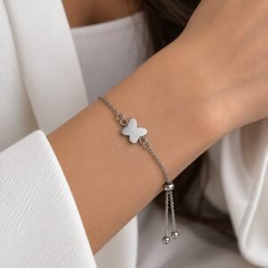 PULSERA DE ACERO MODELO AJUSTABLE CON MARIPOSA