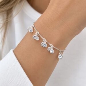 PULSERA DE PLATA MODELO CON PIEDRAS COLGANTES