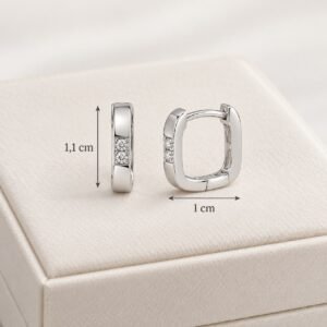 AROS DE PLATA RODINADA MODELO RECTANGULAR CON PIEDRAS